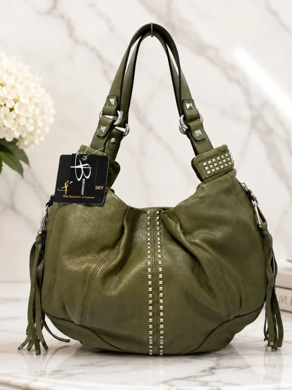 B.Makowsky Nadia Studded Leather Bag